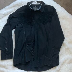 Roar Black Embroidered Shirt